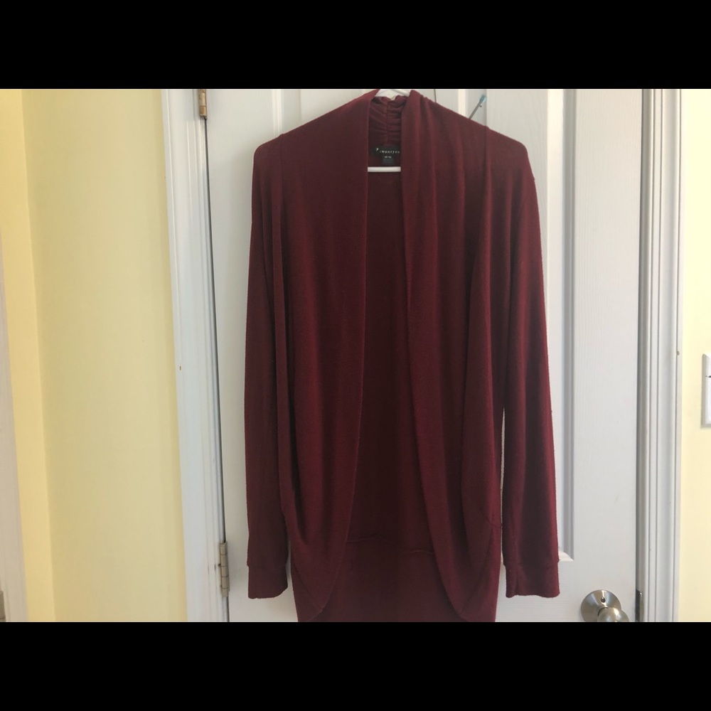 maroon cardigan